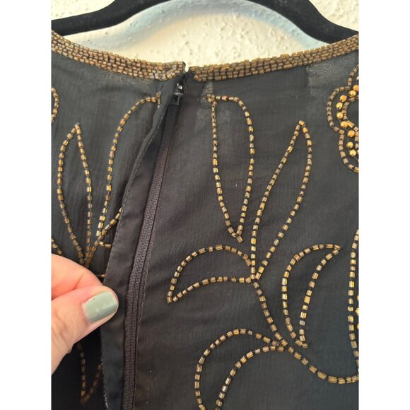 Vintage Sténay Black & Gold Silk Beaded Blouse XL - Picture 15 of 15